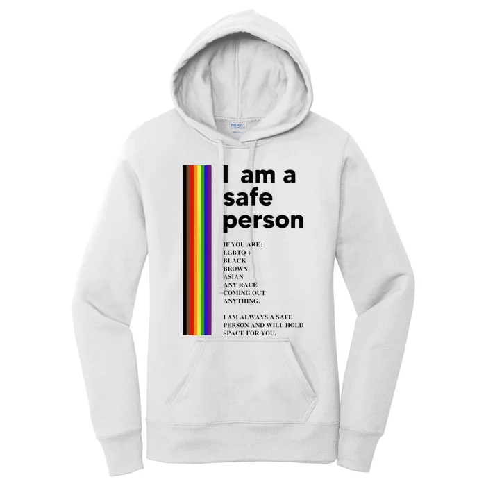 I Am A Safe Person Ally LGBT Proud Gay Lesbian LGBT Month Women's Pullover Hoodie