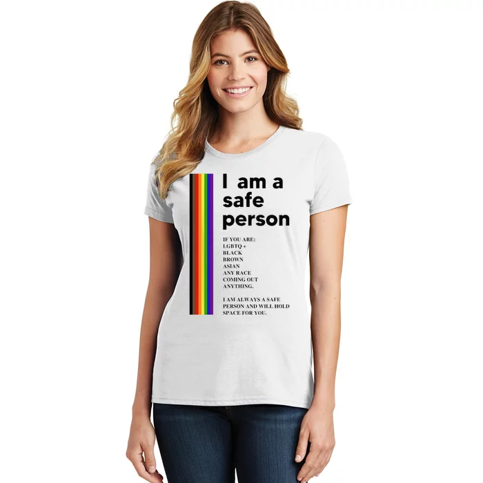 I Am A Safe Person Ally LGBT Proud Gay Lesbian LGBT Month Women's T-Shirt