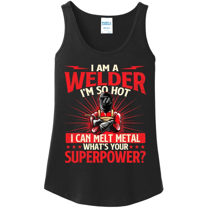 I Am A Welder Whats Your Superpower Welding Ironworker Ladies Essential Tank