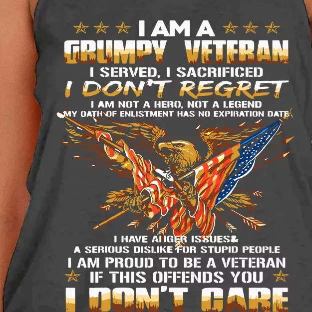 I Am A Grumpy Old Veteran I Served I Sacrificed Women's Knotted Racerback Tank