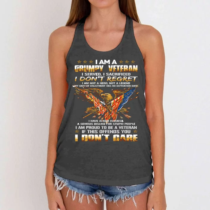 I Am A Grumpy Old Veteran I Served I Sacrificed Women's Knotted Racerback Tank