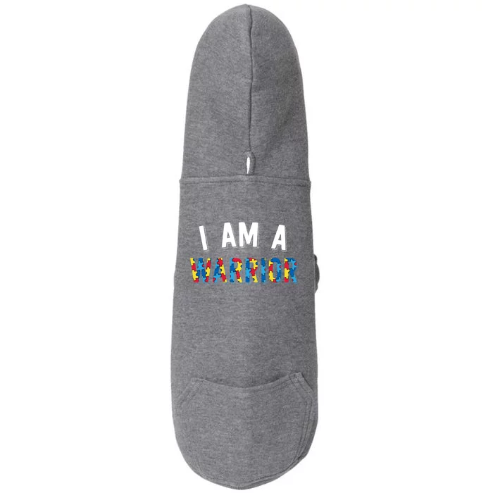 I Am A Warrior Autism Family Gift Puzzle Autism Awareness Gift Doggie 3-End Fleece Hoodie