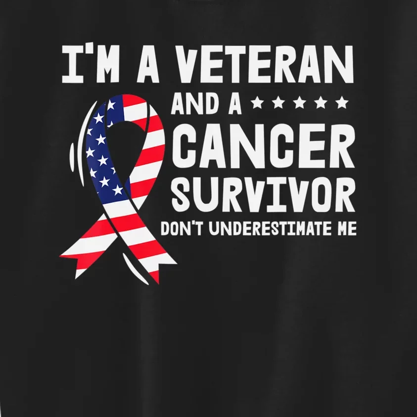 I Am A Veteran And A Cancer Survivor Ribbon Kids Sweatshirt