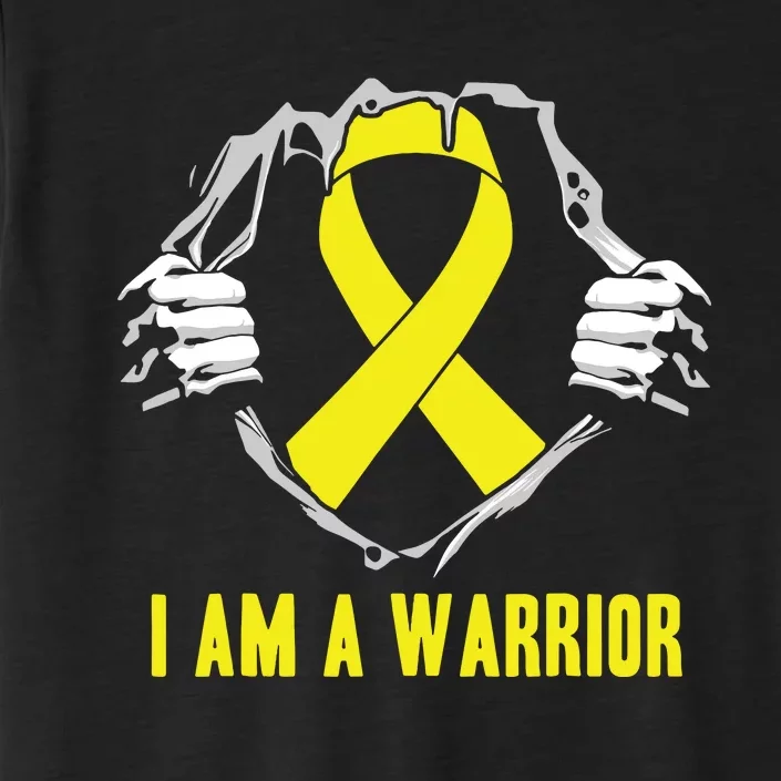 I Am A Warrior Childhood Cancer Awareness Gold Ribbon Gifts ChromaSoft Performance T-Shirt