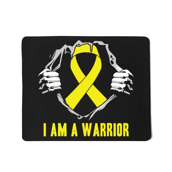 I Am A Warrior Childhood Cancer Awareness Gold Ribbon Gifts Mousepad