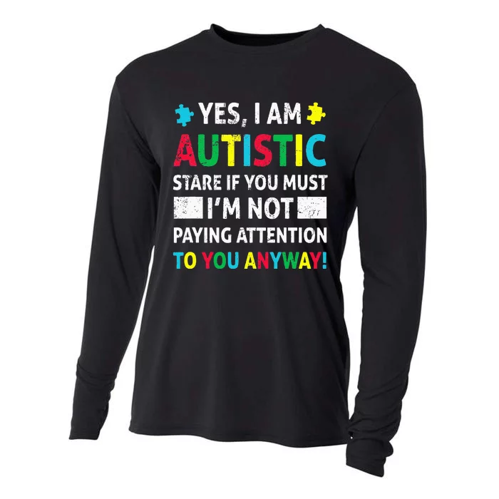 I Am Autistic Funny Autism Awareness Acceptance Puzzle Cooling Performance Long Sleeve Crew