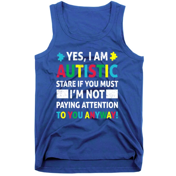 I Am Autistic Funny Autism Awareness Acceptance Puzzle Cute Gift Tank Top