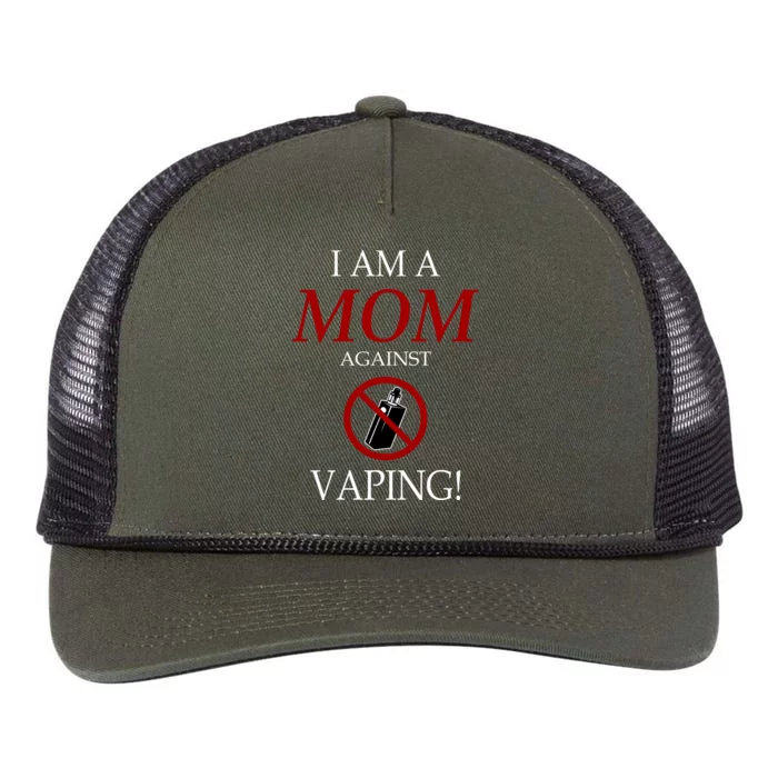 I Am A Mom Against Vaping Retro Rope Trucker Hat Cap