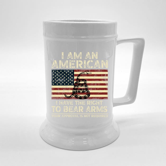 I Am An American I Have The Right To Bear Arms Pro 2nd Ad Gift Front & Back Beer Stein