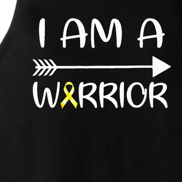 I Am A Warrior Childhood Cancer Awareness Gold Ribbon Gifts Ladies Tri-Blend Wicking Tank