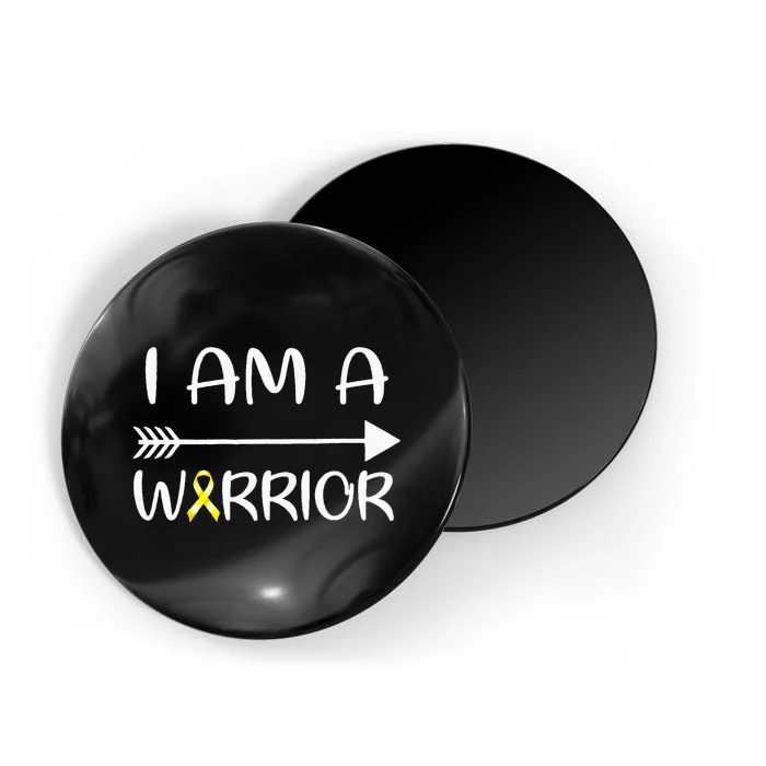 I Am A Warrior Childhood Cancer Awareness Gold Ribbon Gifts Magnet