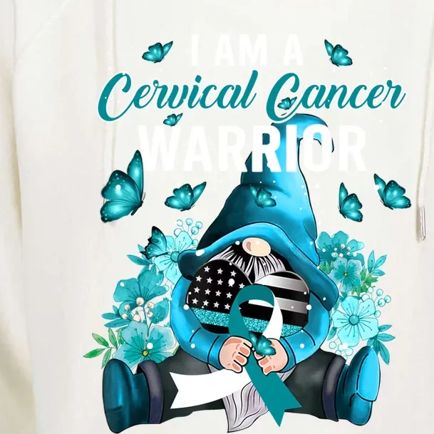 I Am A Cervical Cancer Warrior Gnome Gnomies Lovers Gift Womens Funnel Neck Pullover Hood