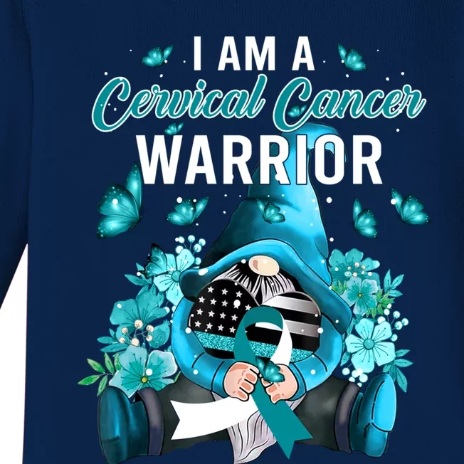 I Am A Cervical Cancer Warrior Gnome Gnomies Lovers Gift Baby Long Sleeve Bodysuit