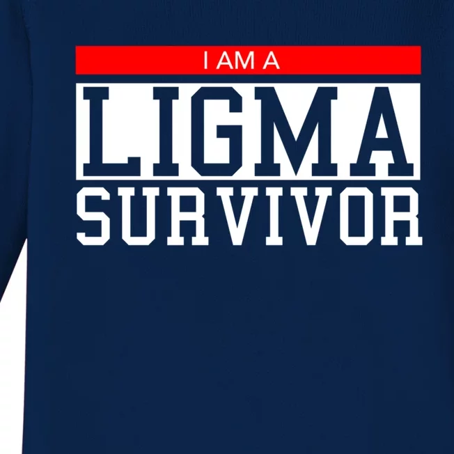 I Am A Ligma Survivor Gamer Dank Meme Theme Gift Baby Long Sleeve Bodysuit