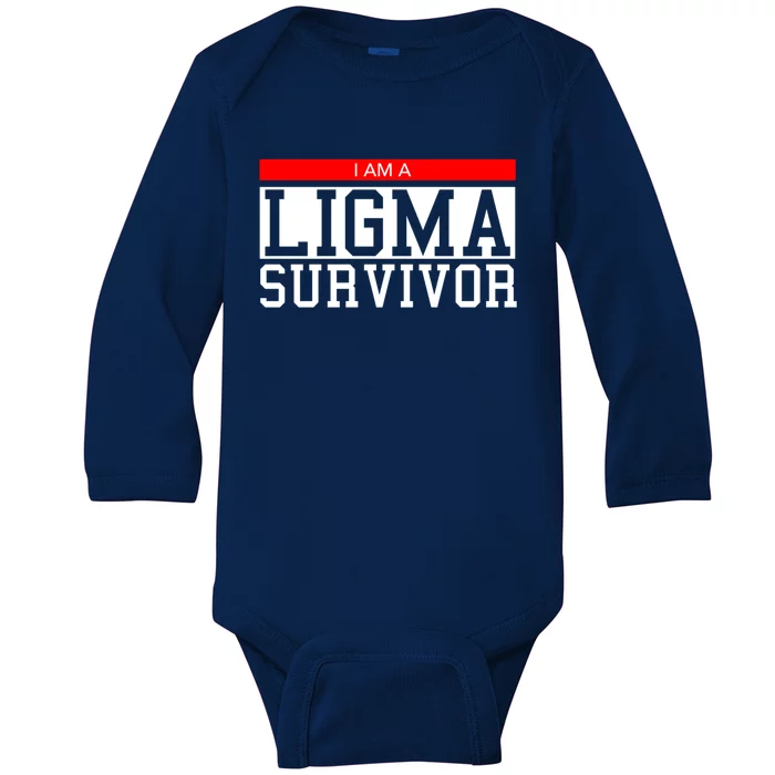 I Am A Ligma Survivor Gamer Dank Meme Theme Gift Baby Long Sleeve Bodysuit