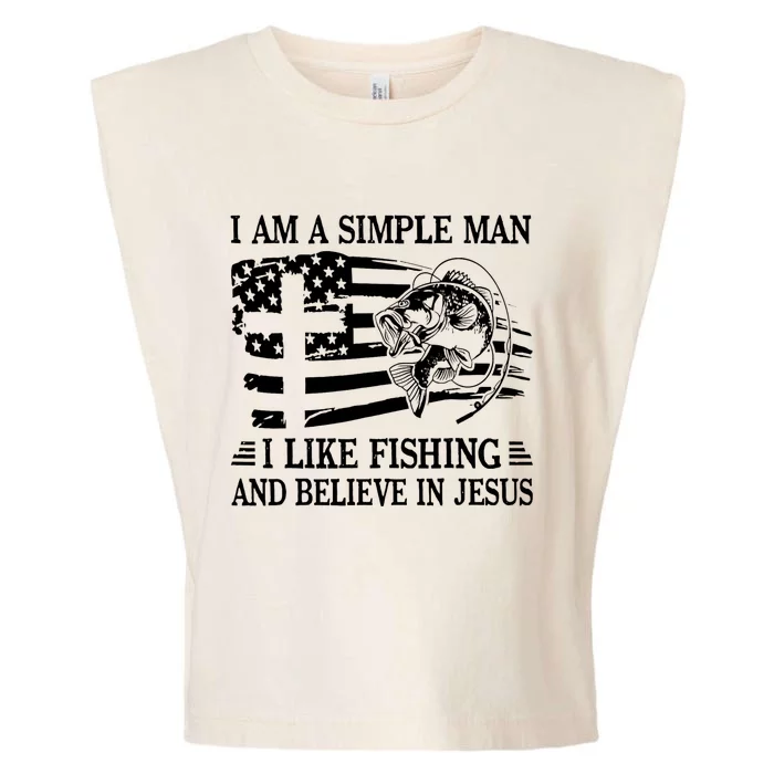 I Am A Simple Man I Like Fishing And Believe In Jesus Garment-Dyed Women's Muscle Tee