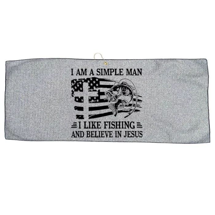 I Am A Simple Man I Like Fishing And Believe In Jesus Large Microfiber Waffle Golf Towel