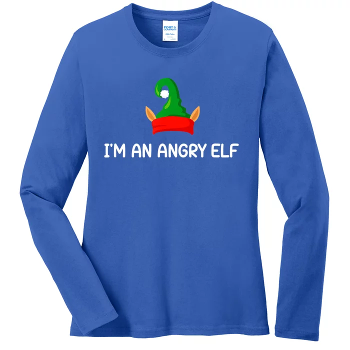 I'm An Angry Elf, Funny, Corny Christmas Jokes,, Sarcastic Ladies Long Sleeve Shirt