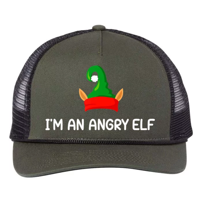 I'm An Angry Elf, Funny, Corny Christmas Jokes,, Sarcastic Retro Rope Trucker Hat Cap