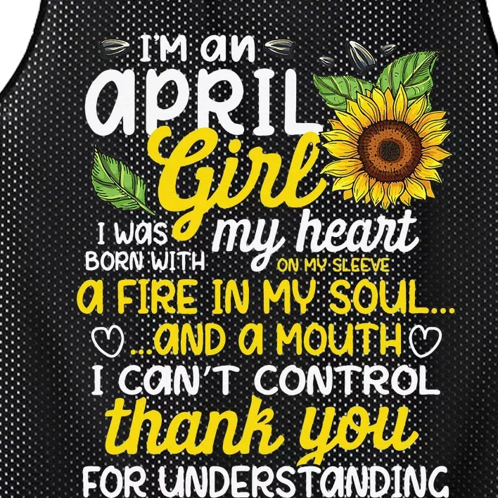 I'm An April Sunflower Queen Born On April Mesh Reversible Basketball Jersey Tank