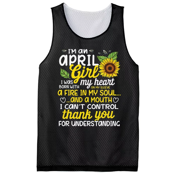 I'm An April Sunflower Queen Born On April Mesh Reversible Basketball Jersey Tank