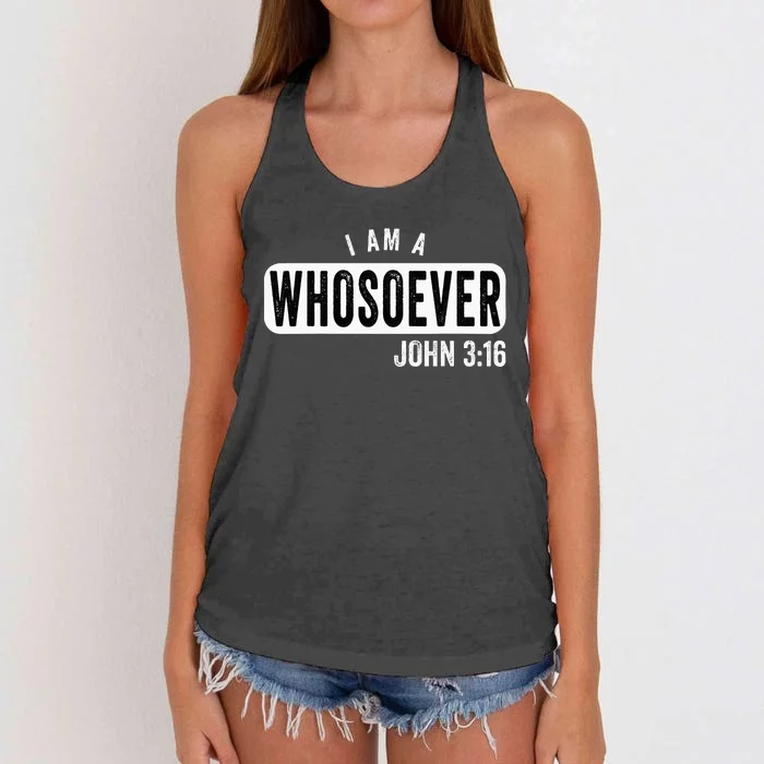 I AM A WHOSOEVER JOHN 316 VINTAGE CHRISTIAN BELIEF PRESENT Women's Knotted Racerback Tank