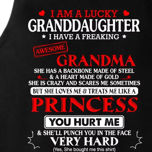 I Am A Lucky Granddaughter I Have A Freaking Awesome Grandma Gift Ladies Tri-Blend Wicking Tank