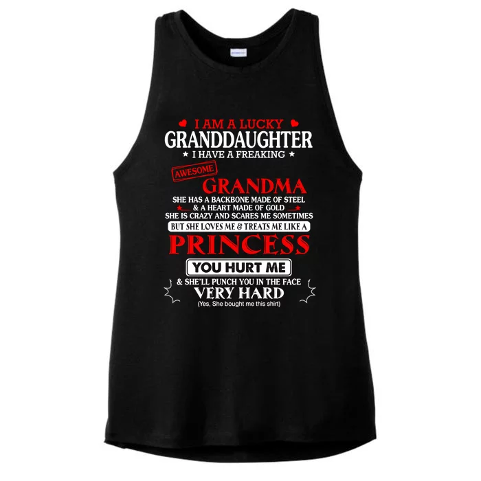 I Am A Lucky Granddaughter I Have A Freaking Awesome Grandma Gift Ladies Tri-Blend Wicking Tank