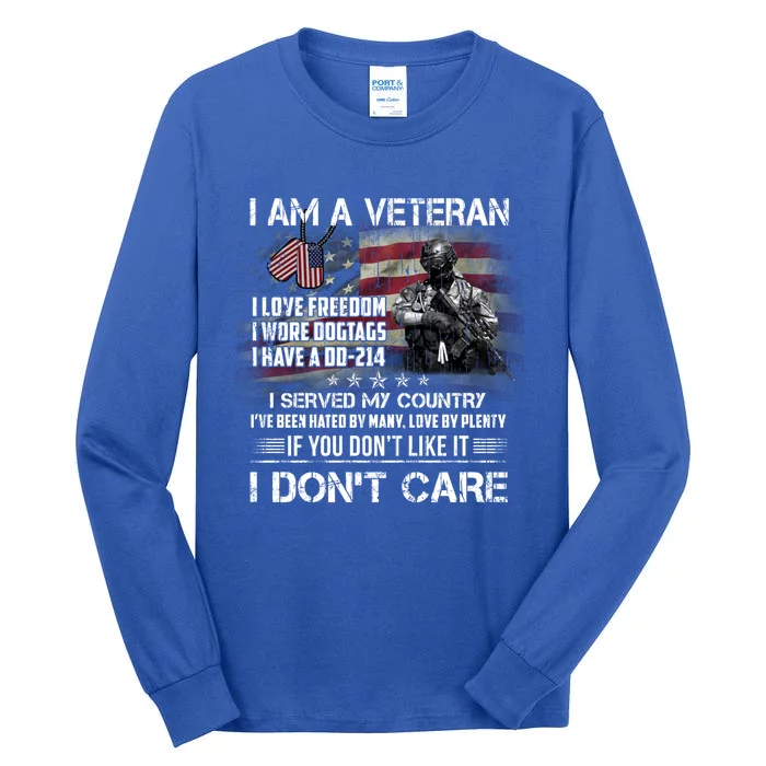 I Am A Veteran I Love Freedom My Country Funny Veteran Gift Tall Long Sleeve T-Shirt