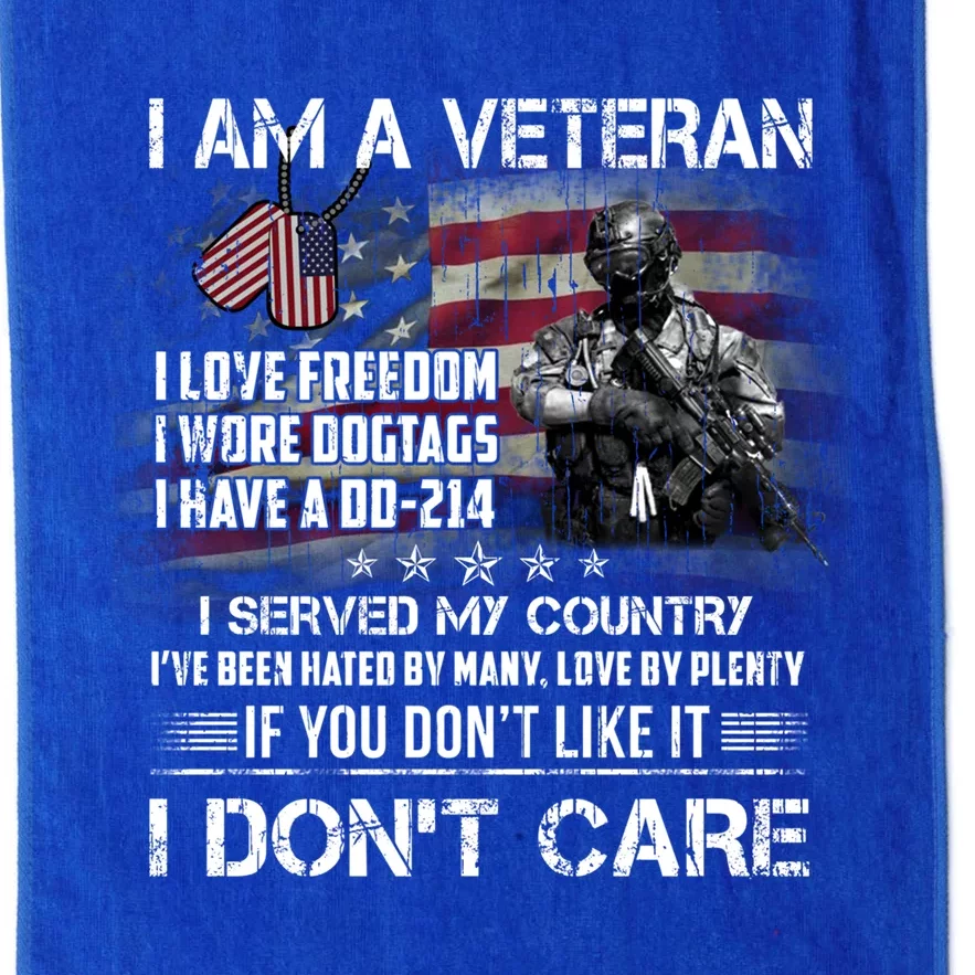 I Am A Veteran I Love Freedom My Country Funny Veteran Gift Platinum Collection Golf Towel