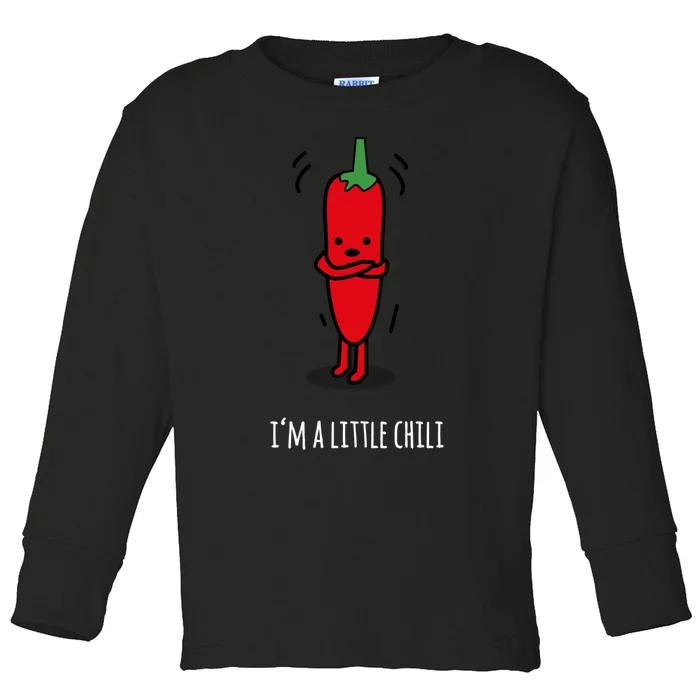 I Am A Little Chili Funny Punny Cartoon Design Best Gift Toddler Long Sleeve Shirt