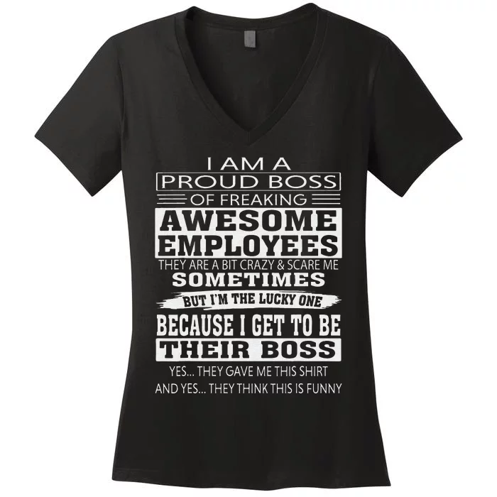 I Am A Proud Boss Of Freaking Awesome Employees Women's V-Neck T-Shirt