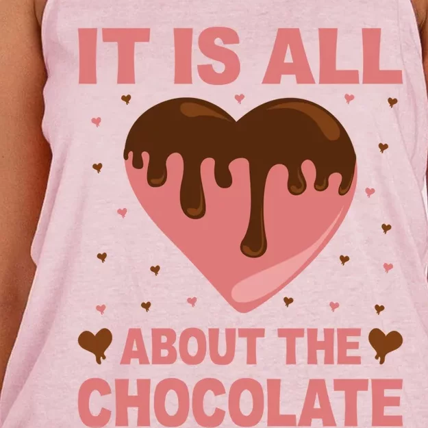 It's All About The Chocolate Funny Valentine's Heart Shape Gift Women's Knotted Racerback Tank