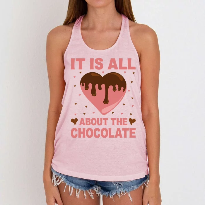 It's All About The Chocolate Funny Valentine's Heart Shape Gift Women's Knotted Racerback Tank