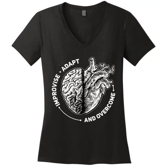 Improvise Adapt And Overcome Encouraging Doctor Heart Love Women's V-Neck T-Shirt