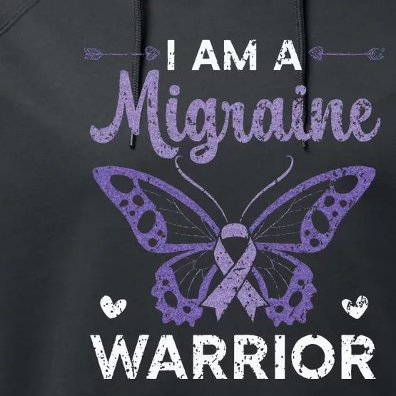 I Am A Migraine Warrior Headache Migraine Awareness Performance Fleece Hoodie