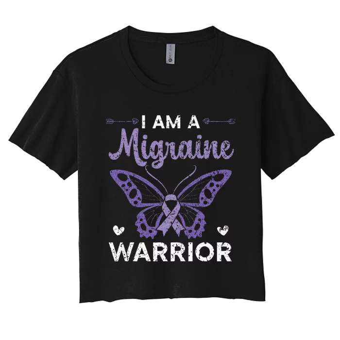 I Am A Migraine Warrior Headache Migraine Awareness Women's Crop Top Tee