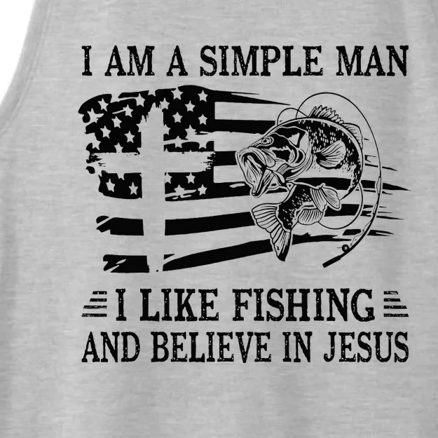 I An A Simple Man I Like Fishing And Believe In Jesus Christ Ladies Tri-Blend Wicking Tank