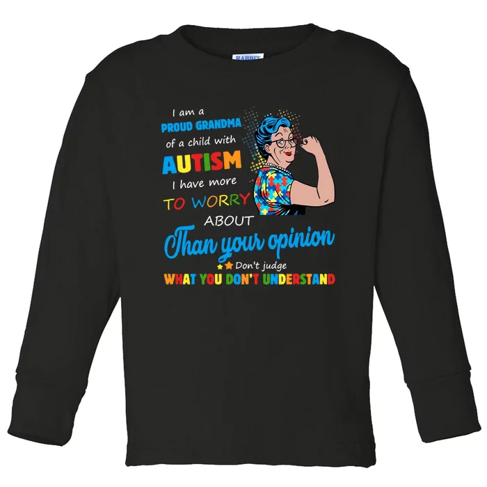 I Am A Proud Grandma Of A Child With Autism Grandma Autism Support Toddler Long Sleeve Shirt