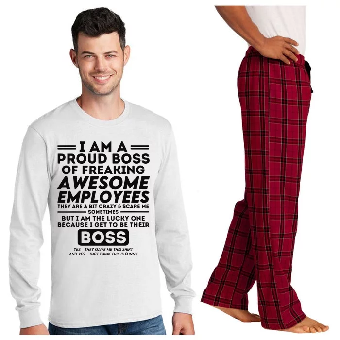 I Am A Proud Boss Of Freaking Awesome Employees Funny Boss Long Sleeve Pajama Set