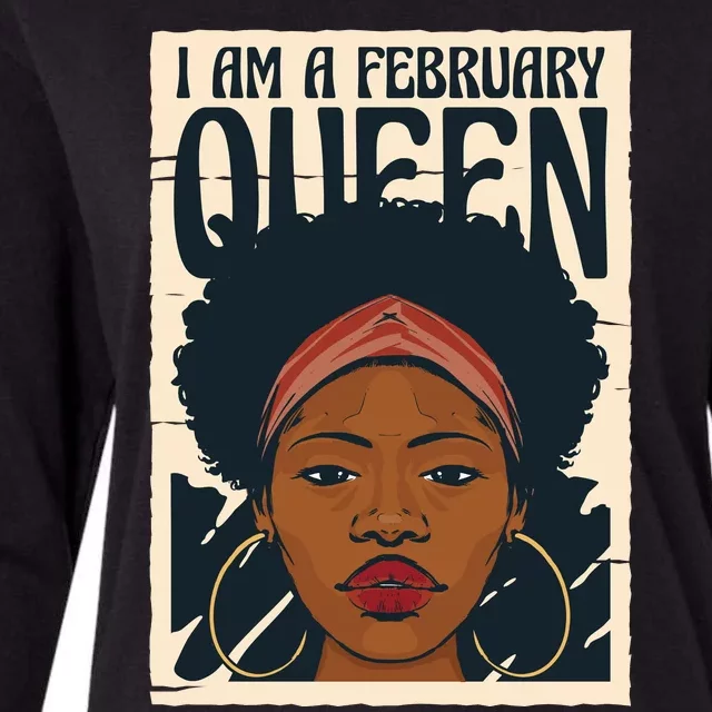 I Am A February Queen Gift For Her Womens Cotton Relaxed Long Sleeve T-Shirt