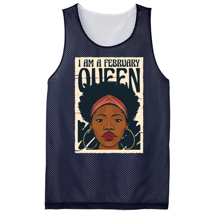 I Am A February Queen Gift For Her Mesh Reversible Basketball Jersey Tank