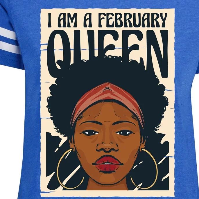 I Am A February Queen Gift For Her Enza Ladies Jersey Football T-Shirt