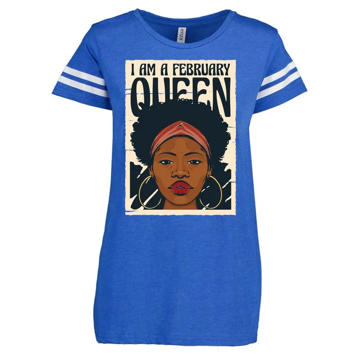 I Am A February Queen Gift For Her Enza Ladies Jersey Football T-Shirt