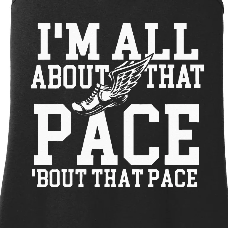 Im All About That Pace Funny Running Marathon Runner Ladies Essential Tank