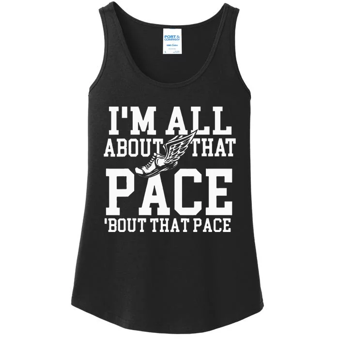 Im All About That Pace Funny Running Marathon Runner Ladies Essential Tank