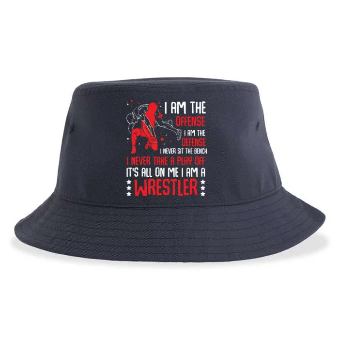 I Am A Wrestler Wrestling Wrestler Fight Coach Sports Sustainable Bucket Hat