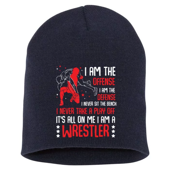 I Am A Wrestler Wrestling Wrestler Fight Coach Sports Short Acrylic Beanie