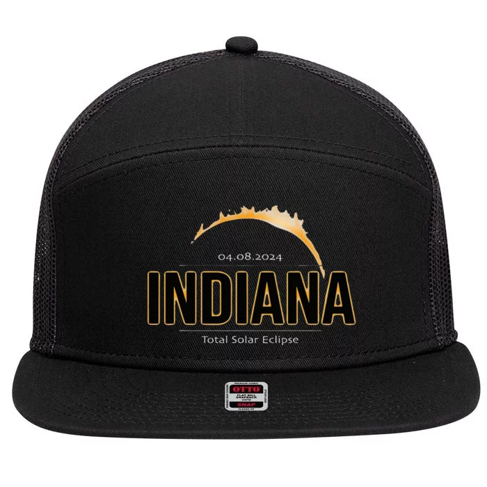 Indiana America April 2024 Path Of Totality Solar Eclipse 7 Panel Mesh Trucker Snapback Hat