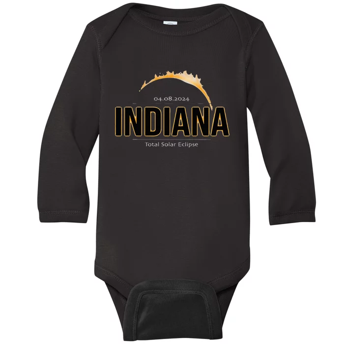 Indiana America April 2024 Path Of Totality Solar Eclipse Baby Long Sleeve Bodysuit